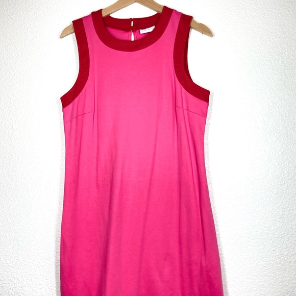 New York & Company Pink Red Dress Medium Sleeves Less Pull Over Cotton - Picture 2 of 15